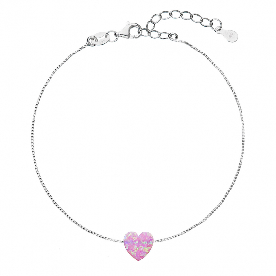 Obrázok pre Strieborný náramok so syntetickým opálom ružové srdce 13018.3