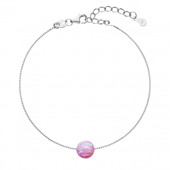 Obrázok pre Strieborný náramok so syntetickým opálom ružový okrúhly 13019.3