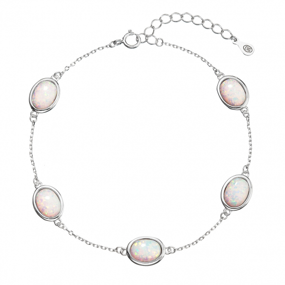 Obrázok pre Strieborný náramok so syntetickými opálmi biely ovál 13030.1 white