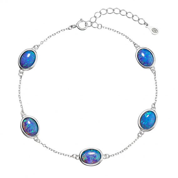 Obrázok pre Strieborný náramok so syntetickými opálmi modrý ovál 13030.3 blue