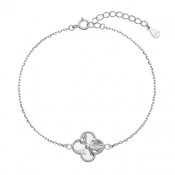 Obrázok pre Strieborný náramok so vzorovaným štvorlístkom 63022