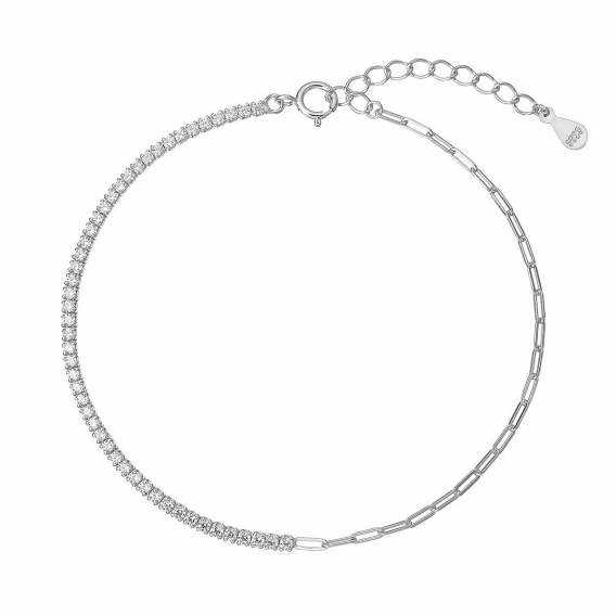 Obrázok pre Strieborný náramok so zirkónmi a retiazkou 13103.1