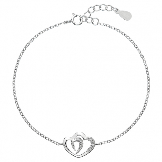 Obrázok pre Strieborný náramok so zirkónmi dvojité srdce 13011.1