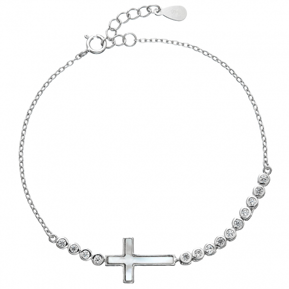 Obrázok pre Strieborný náramok so zirkónmi krížik 13016.1