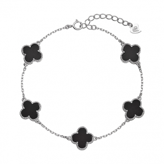 Obrázok pre Strieborný náramok štvorlístky pinolit 13089.3