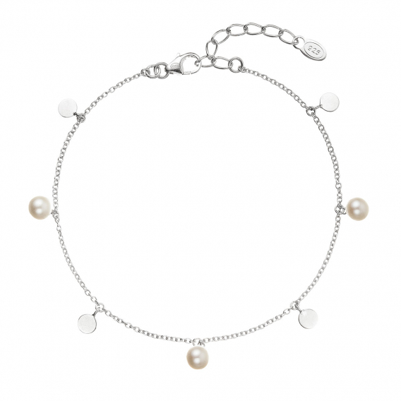 Obrázok pre Strieborný náramok tri perličky striedavo so striebornou placičkou 23027.1
