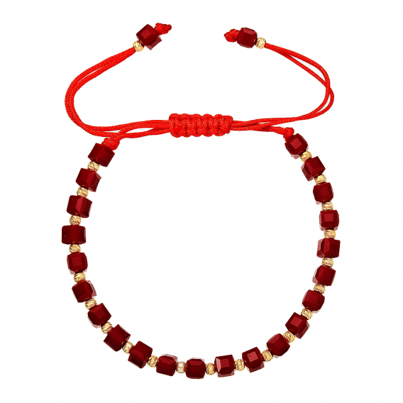 Obrázok pre Strieborný pozlátený náramok s červenými sklenenými korálkami 13075.3 AU