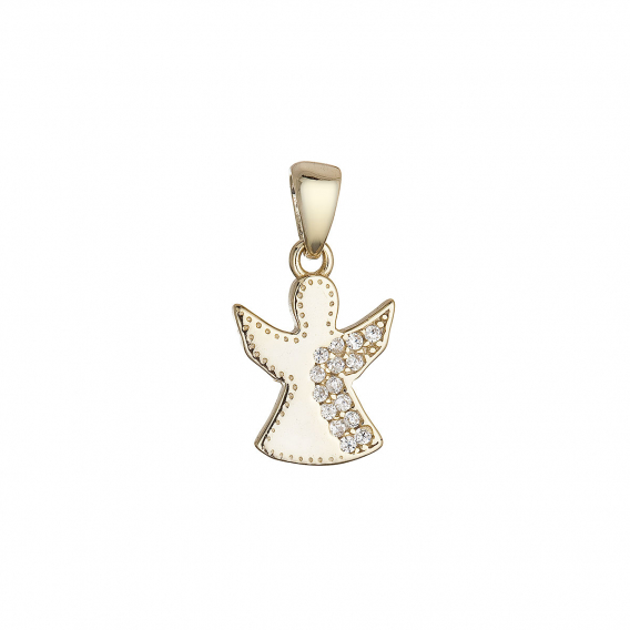 Obrázok pre Strieborný pozlátený prívesok anjel so zirkónmi 14049.1