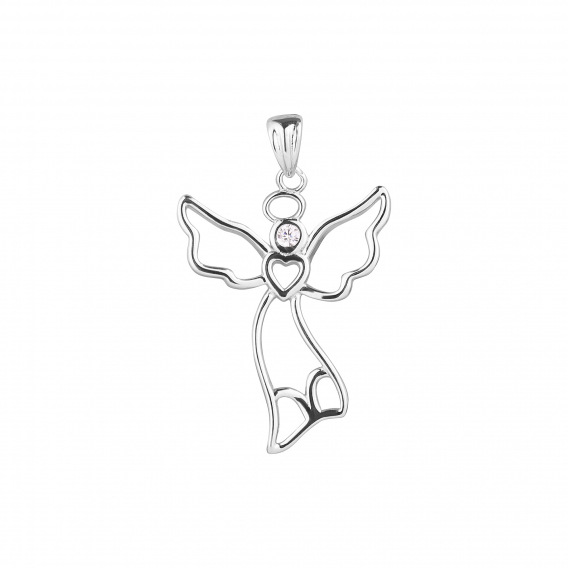 Obrázok pre Strieborný prívesok anjel so zirkónom 14041.1 crystal