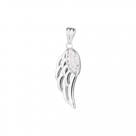 Obrázok pre Strieborný prívesok anjelské krídlo so zirkonmi 14044.1 crystal