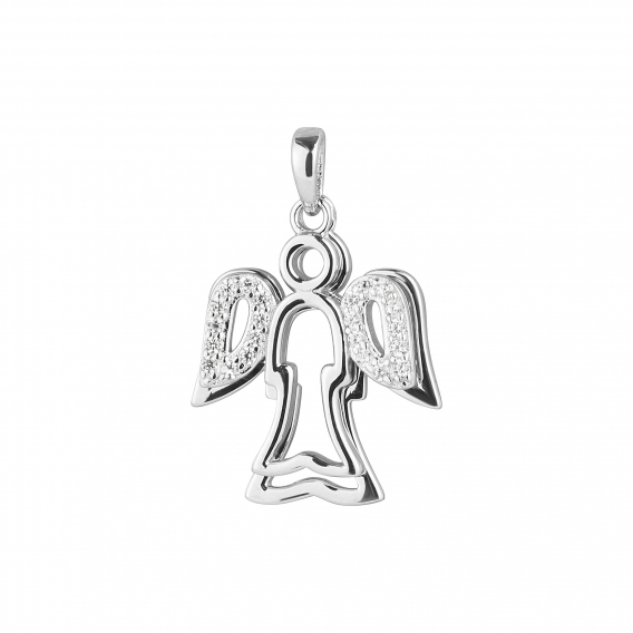 Obrázok pre Strieborný prívesok dva anjeli so zirkonmi 14043.1 crystal