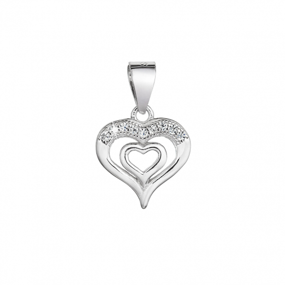 Obrázok pre Strieborný prívesok dve srdcia so zirkónmi 14011.1