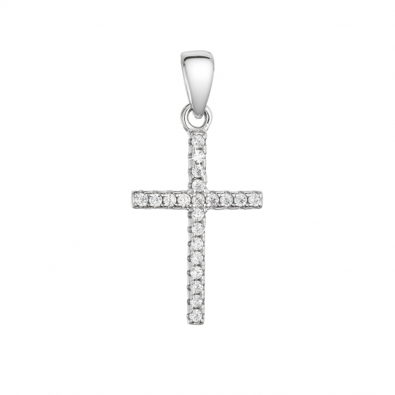 Obrázok pre Strieborný prívesok krížik so zirkónmi biely 14023.1