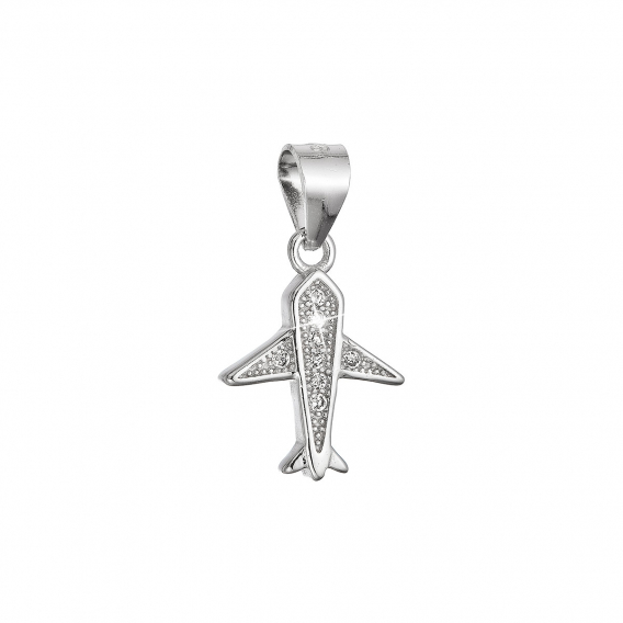 Obrázok pre Strieborný prívesok lietadlo so zirkónmi 14035.1 crystal