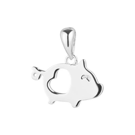 Obrázok pre Strieborný prívesok prasiatko so srdiečkom 64022