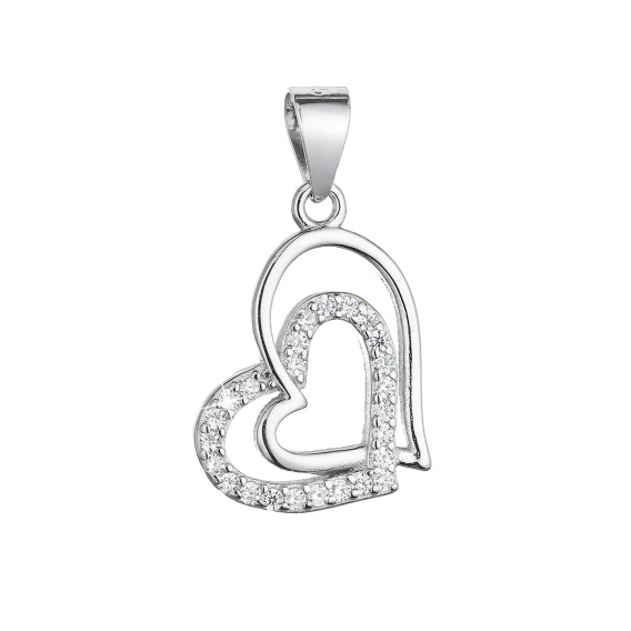 Obrázok pre Strieborný prívesok prepletené srdcia so zirkónmi 14015.1