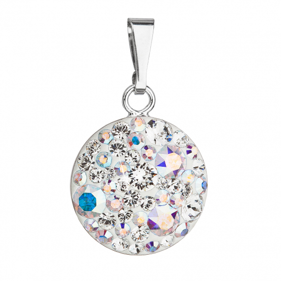 Obrázok pre Strieborný prívesok s kryštálmi Swarovski ab efekt okrúhly 34225.2