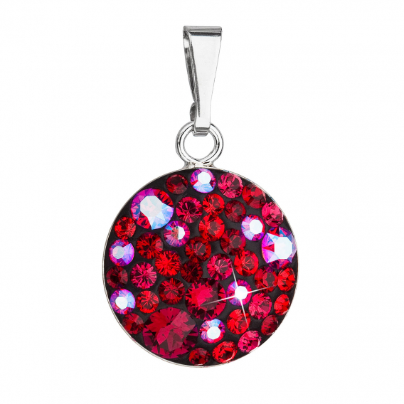 Obrázok pre Strieborný prívesok s kryštálmi Swarovski červený okrúhly 34225.3 cherry
