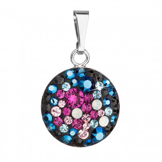 Obrázok pre Strieborný prívesok s kryštálmi Swarovski mix farieb okrúhly 34225.3 galaxy