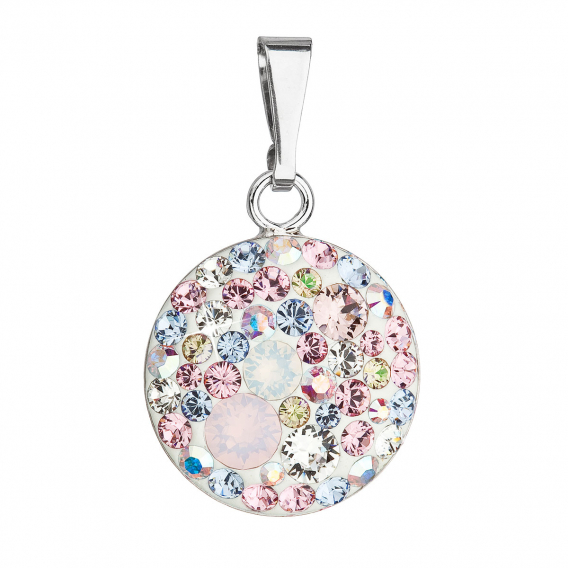 Obrázok pre Strieborný prívesok s kryštálmi Swarovski mix farieb okrúhly 34225.3 magic rose