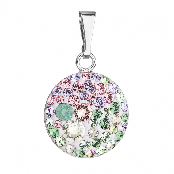 Obrázok pre Strieborný prívesok s kryštálmi Swarovski mix farieb okrúhly 34225.3 sakura