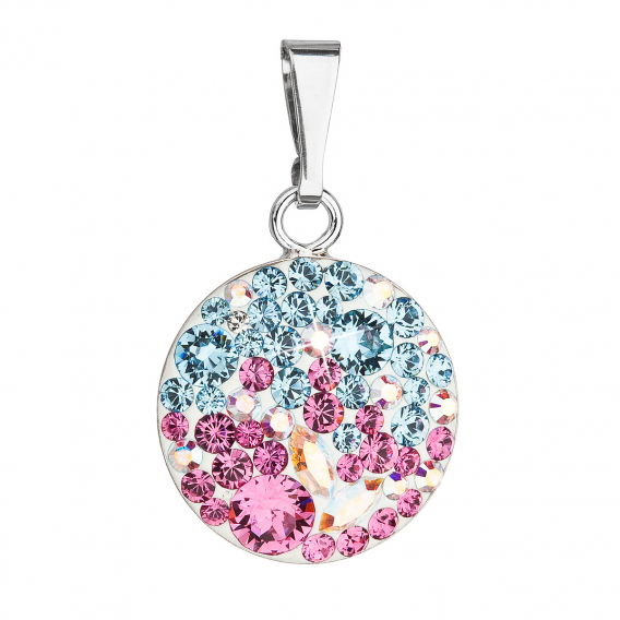 Obrázok pre Strieborný prívesok s kryštálmi Swarovski mix farieb okrúhly 34225.3 water lilly