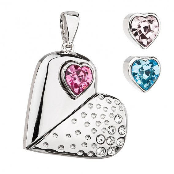 Obrázok pre Strieborný prívesok s kryštálmi Swarovski mix farieb srdca 34174.3