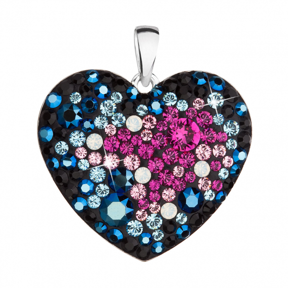 Obrázok pre Strieborný prívesok s kryštálmi Swarovski mix farieb srdca 34243.4 galaxy