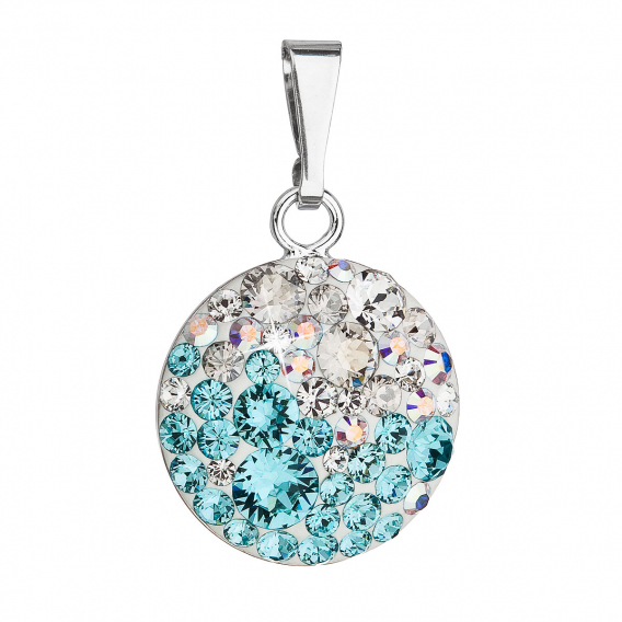Obrázok pre Strieborný prívesok s kryštálmi Swarovski modrý okrúhly 34225.3 light turquoise