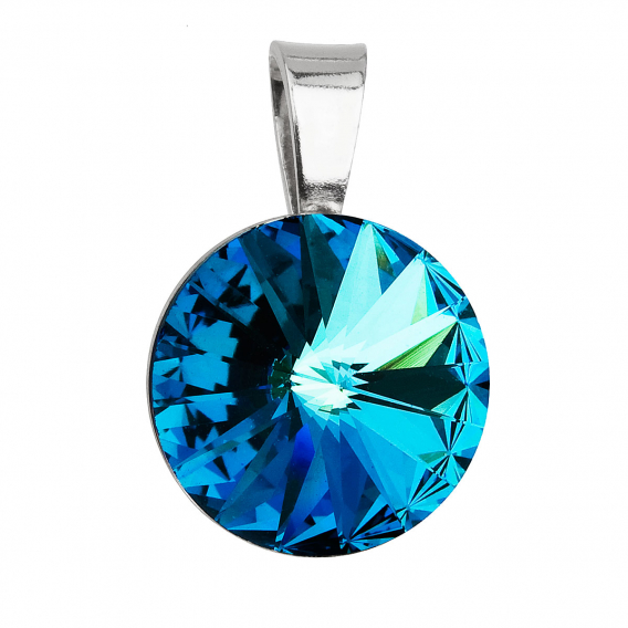 Obrázok pre Strieborný prívesok s kryštálmi Swarovski modrý okrúhly-rivoli 34112.5 bermuda blue