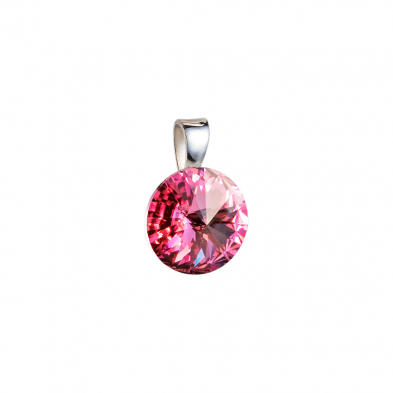 Obrázok pre Strieborný prívesok s kryštálmi Swarovski ružový okrúhly-rivoli 34112.3