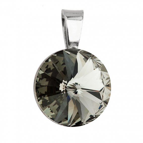 Obrázok pre Strieborný prívesok s kryštálmi Swarovski sivý okrúhly-rivoli 34112.3