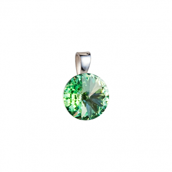 Obrázok pre Strieborný prívesok s kryštálmi Swarovski zelený okrúhly-rivoli 34112.3