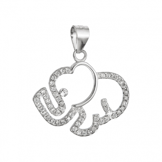 Obrázok pre Strieborný prívesok slon so zirkónmi 14038.1 crystal