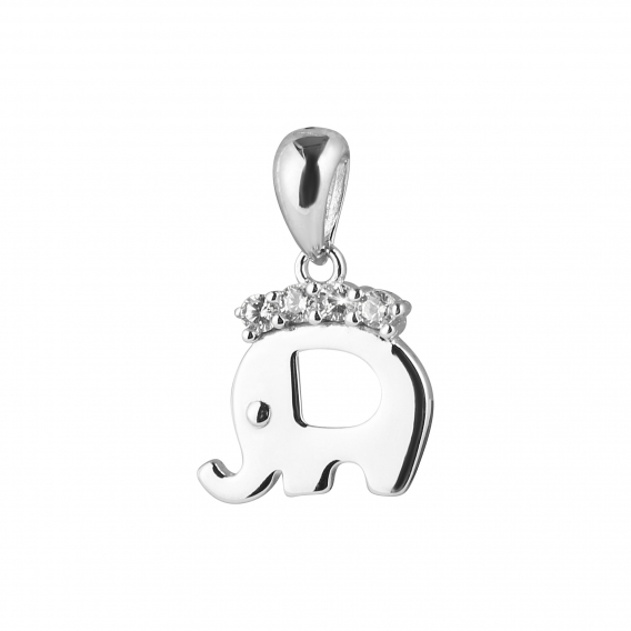 Obrázok pre Strieborný prívesok slon so zirkonmi 14045.1 crystal