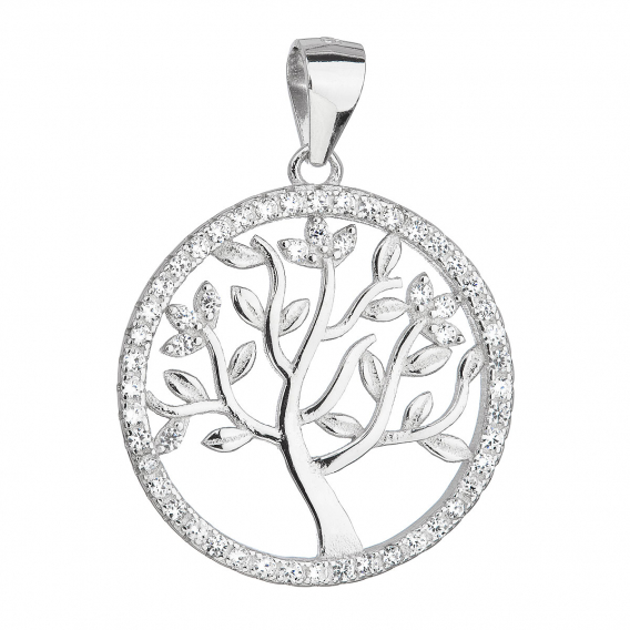 Obrázok pre Strieborný prívesok so zirkónmi v bielej farbe strom života 14001.1