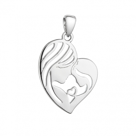 Obrázok pre Strieborný prívesok srdce matka a dieťa 64002