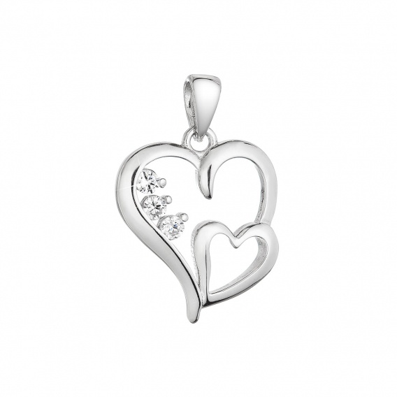 Obrázok pre Strieborný prívesok srdiečka s tromi zirkónmi v bielej farbe 14022.1