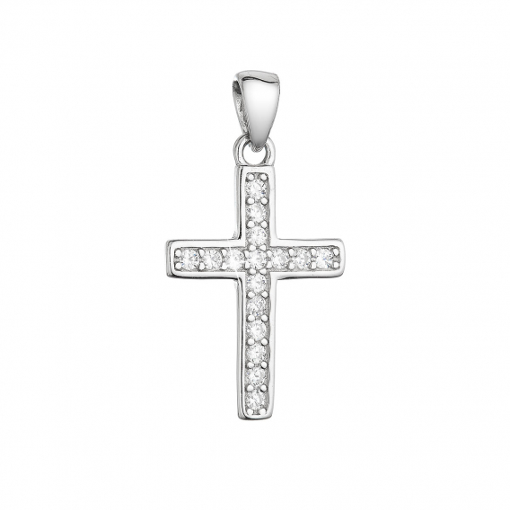 Obrázok pre Strieborný prívesok výrazný krížik so zirkónmi biely 14024.1
