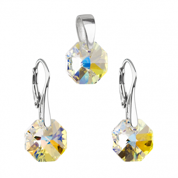 Obrázok pre Súprava šperkov s kryštálmi Swarovski náušnice a prívesok AB efekt okrúhle 39055.2