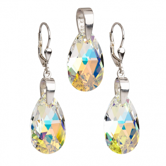 Obrázok pre Súprava šperkov s kryštálmi Swarovski náušnice a prívesok AB efekt slza 39049.2