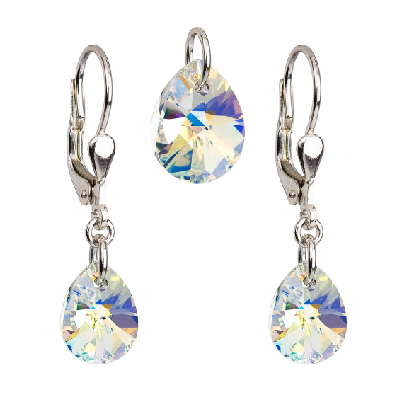 Obrázok pre Súprava šperkov s kryštálmi Swarovski náušnice a prívesok AB efekt slza 39083.2