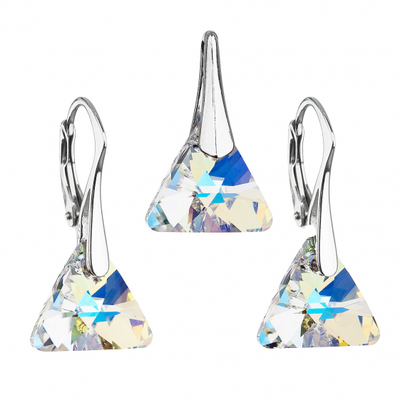 Obrázok pre Súprava šperkov s kryštálmi Swarovski náušnice a prívesok ab efekt trojuholník 39174.2
