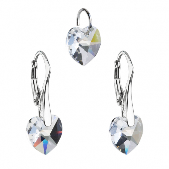 Obrázok pre Súprava šperkov s kryštálmi Swarovski náušnice a prívesok biela srdce 39003.1