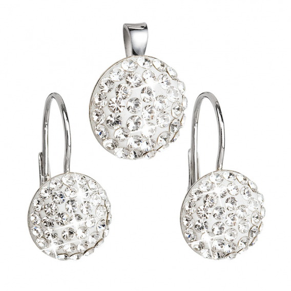 Obrázok pre Súprava šperkov s kryštálmi Swarovski náušnice a prívesok biele okrúhle 39086.1