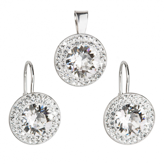 Obrázok pre Súprava šperkov s kryštálmi Swarovski náušnice a prívesok biele okrúhle 39107.1