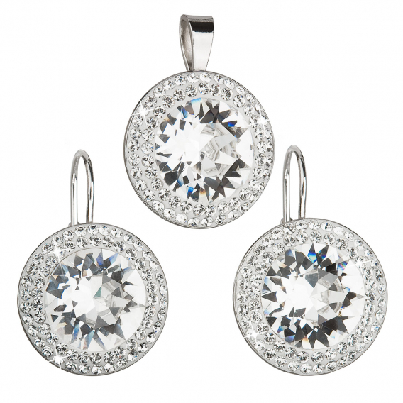 Obrázok pre Súprava šperkov s kryštálmi Swarovski náušnice a prívesok biele okrúhle 39108.1
