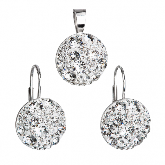 Obrázok pre Súprava šperkov s kryštálmi Swarovski náušnice a prívesok biele okrúhle 39117.1