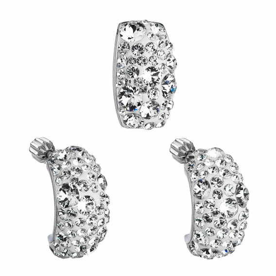 Obrázok pre Súprava šperkov s kryštálmi Swarovski náušnice a prívesok biely obdĺžnik 39116.1