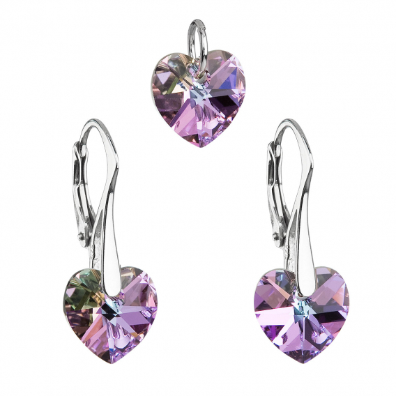 Obrázok pre Súprava šperkov s kryštálmi Swarovski náušnice a prívesok fialové srdce 39003.5